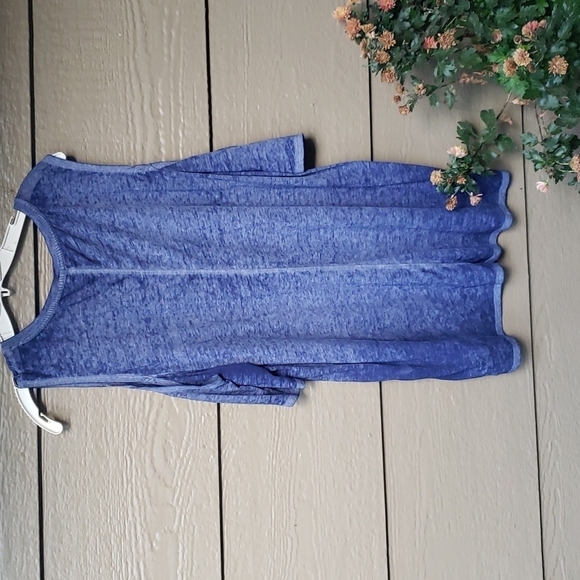 Seven7 Cold Shoulder Lightweight Tee Blue sheer burnout pocket XXL - Picture 5 of 6